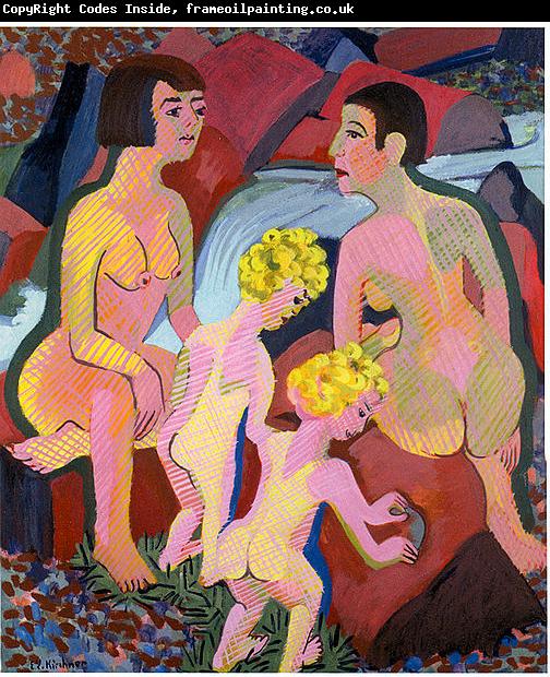 Ernst Ludwig Kirchner Bathing women and children